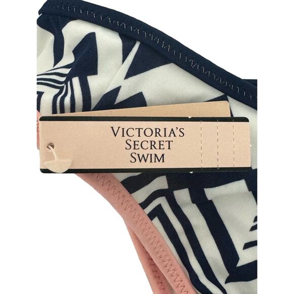 NWT Victoria's Secret Classic Hipster Bikini Bottom Navy/White Aztec Print S - Picture 3 of 9